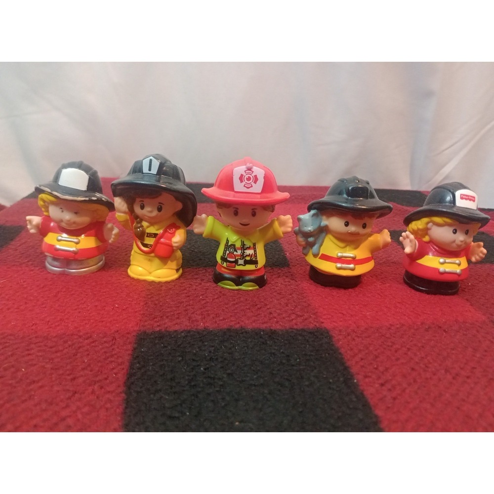 Fisher Price Little People Lot of 5 Firefighter Vintage And Modern Woman Man
